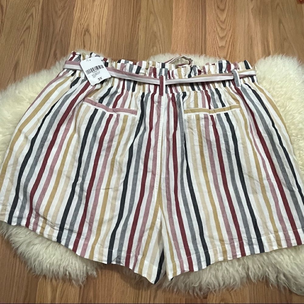 Forever 21+ Striped Cotton Paper Bag Shorts 3X - Picture 3 of 6